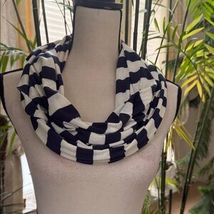Striped Navy and White Infinity Scarf
